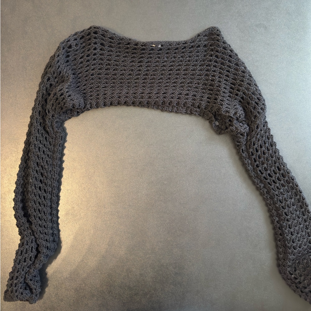 Black Crochet Bolero Shrug